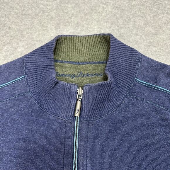 Tommy Bahama Flipshore Half-Zip Reversible Sweatshirt Men XL Green Blue Pullover - Picture 4 of 7